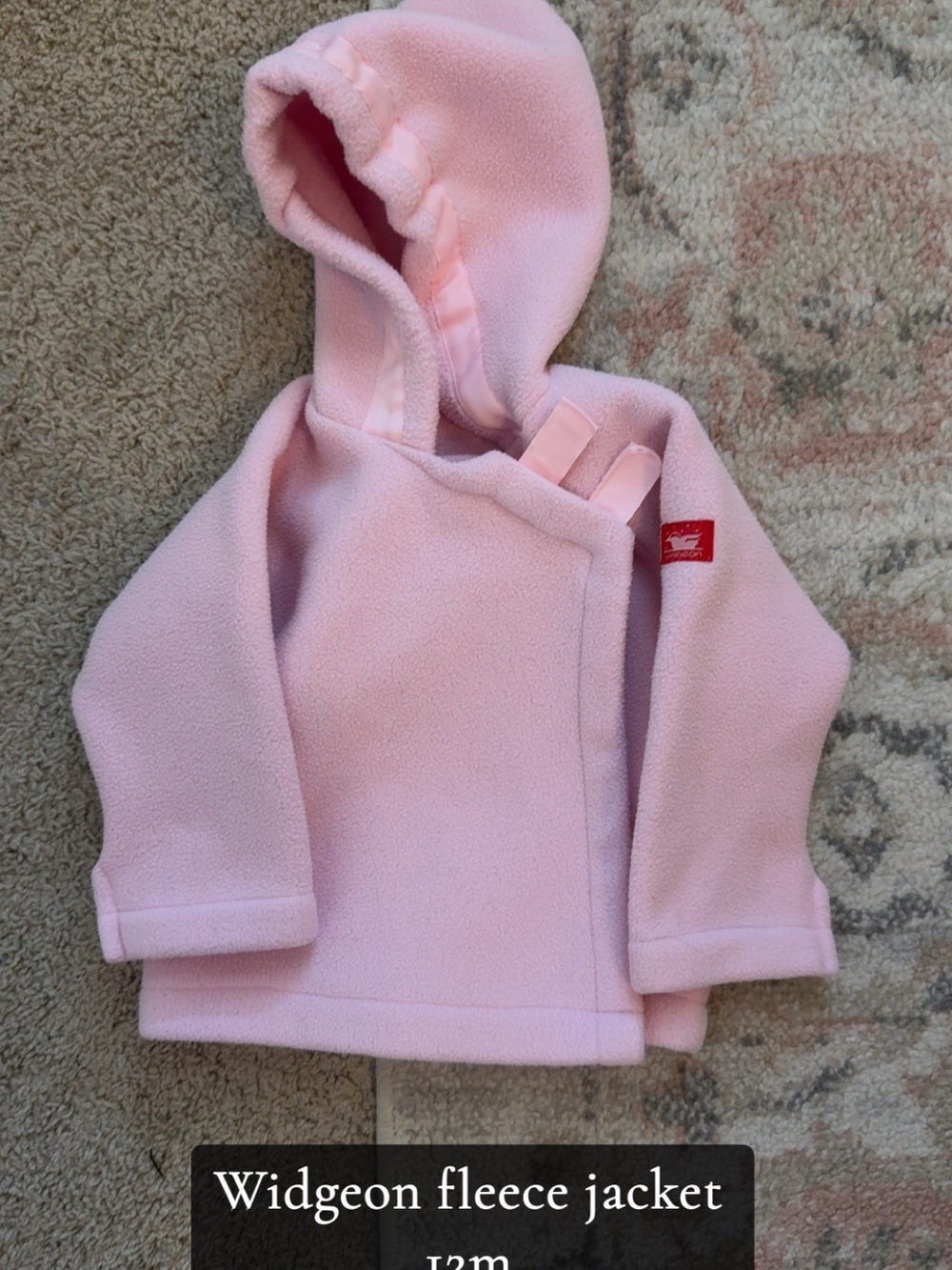 Widgeon Pink Hooded Fleece Jacket for Kids 12 month